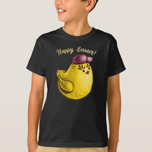 Funny Easter Chicken Cartoon T-Shirt (Front)
