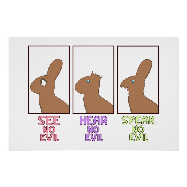 Funny Easter Chocolate Bunnies Poster (Front)