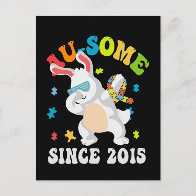 Funny Easter Dabbing Bunny Autism Awareness 10th B Invitation Postcard (Front)