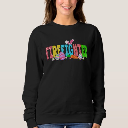 Funny Easter Day Cute Firefighter Rabbit Bunny Cos Sweatshirt