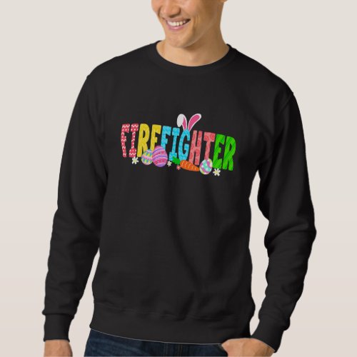 Funny Easter Day Cute Firefighter Rabbit Bunny Cos Sweatshirt