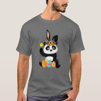 Funny Easter Day Cute Panda Bunny Ears Easter Eggs T-Shirt