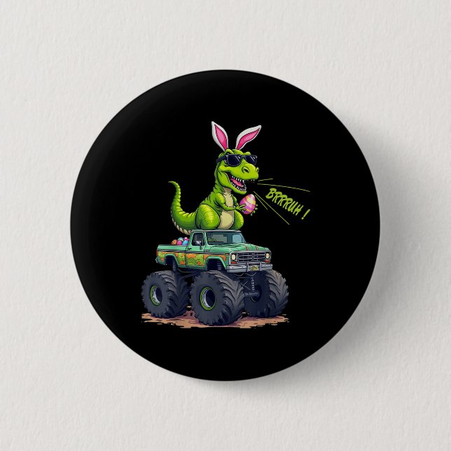 Funny Easter Dinosaur Bruh - T-rex Easter Egg Hunt Button (Front)