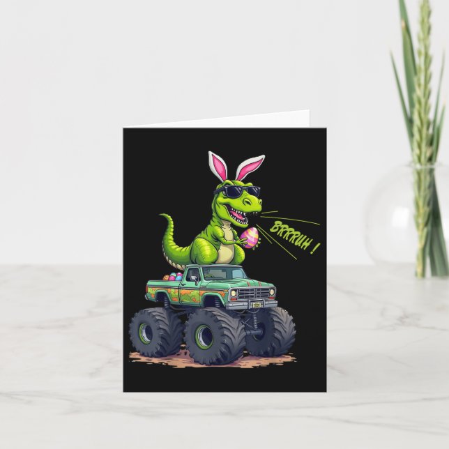 Funny Easter Dinosaur Bruh - T-rex Easter Egg Hunt Card (Front)