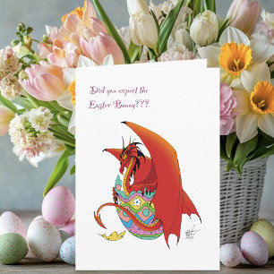 Funny Easter Dragon Pink Fantasy Holiday Card