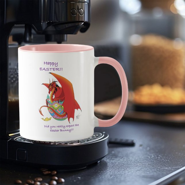 Funny Easter Dragon Pink Fantasy Holiday Mug (Creator Uploaded)