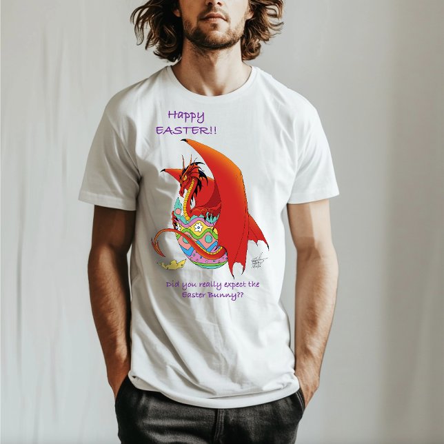 Funny Easter Dragon Pink Fantasy Holiday T-Shirt (Creator Uploaded)