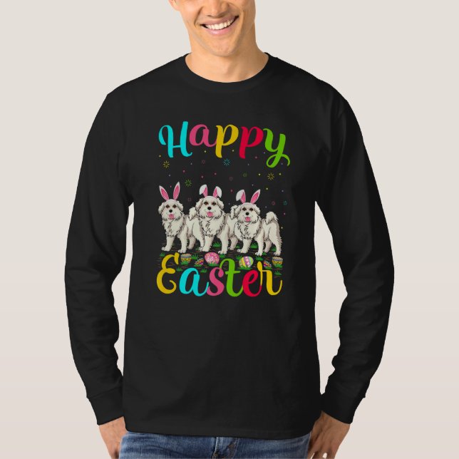 Funny Easter Egg Bunny Great Pyrenees Dog Happy Ea T-Shirt (Front)