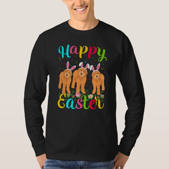 Funny Easter Egg Bunny Labradoodle Dog Happy Easte T-Shirt (Front)