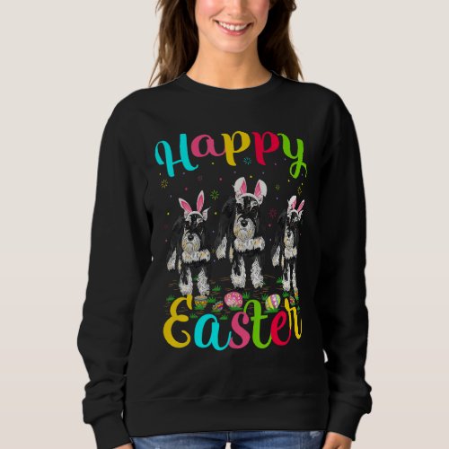Funny Easter Egg Bunny Miniature Schnauzer Dog Hap Sweatshirt