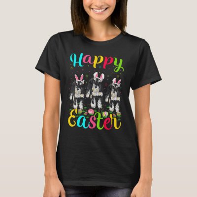 Funny Easter Egg Bunny Miniature Schnauzer Dog Hap T-Shirt