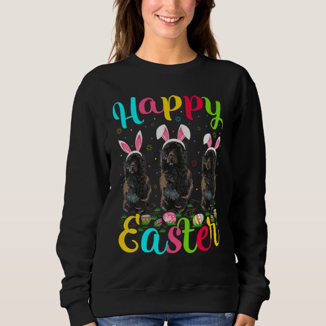 Funny Easter Egg Bunny Portuguese Water Dog Happy  Sweatshirt (Front)