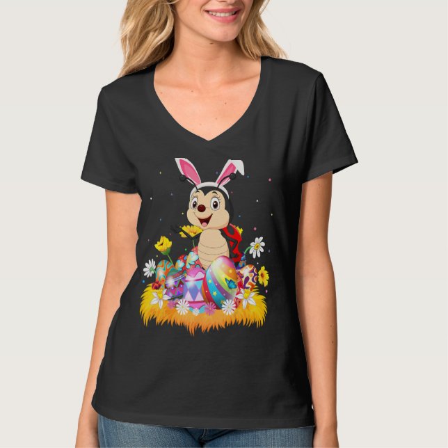 Funny Easter Egg   Cute Ladybug Easter Sunday T-Shirt (Front)