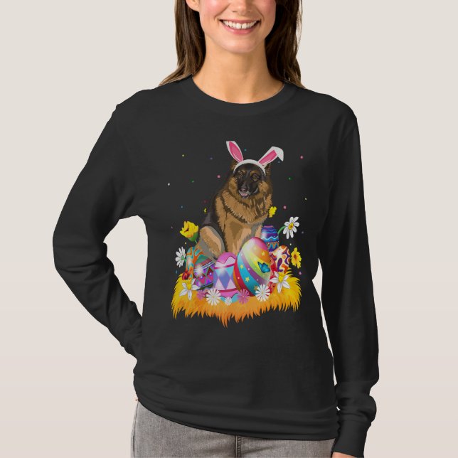 Funny Easter Egg  German Shepherd Dog Easter Sunda T-Shirt (Front)