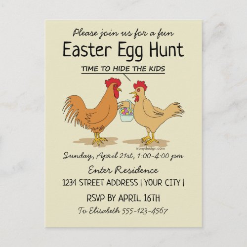 Funny Easter Egg Hunt Invitation Postcard