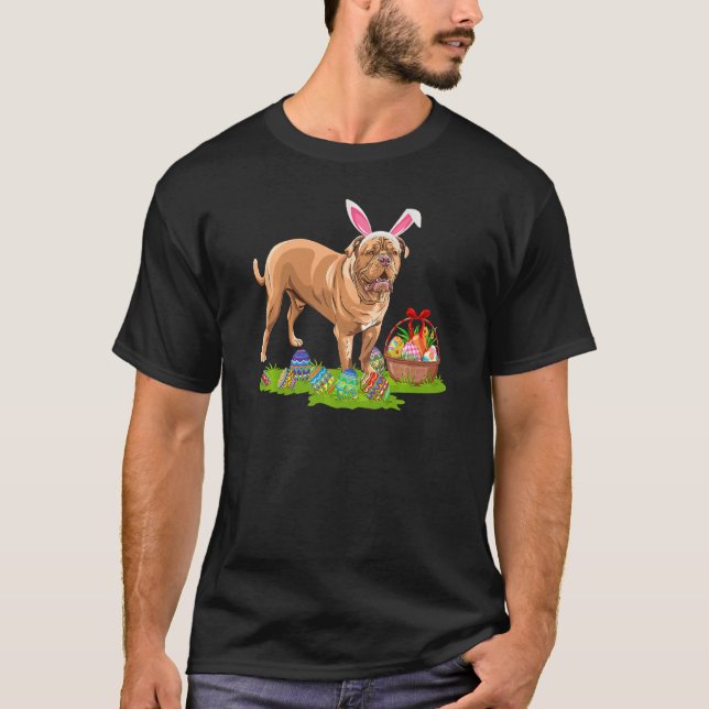 Funny Easter Egg Hunting Bunny Dogue De Bordeaux D T-Shirt (Front)