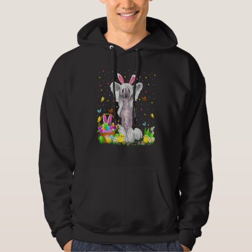 Funny Easter Egg Hunting Chinese Crested Dog Easte Hoodie