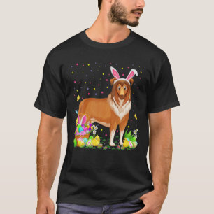 Funny Easter Egg Hunting Rough Collie Dog Easter S T-Shirt