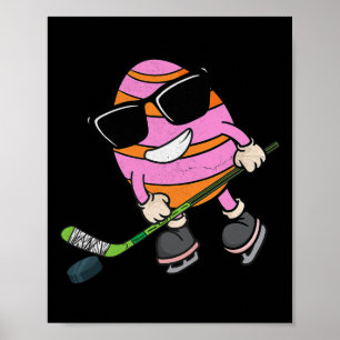 Funny Easter Egg Playing Ice Hockey Sport Lover Bo Poster