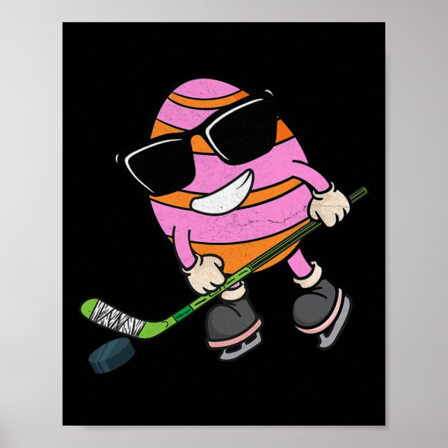 Funny Easter Egg Playing Ice Hockey Sport Lover Bo Poster (Front)