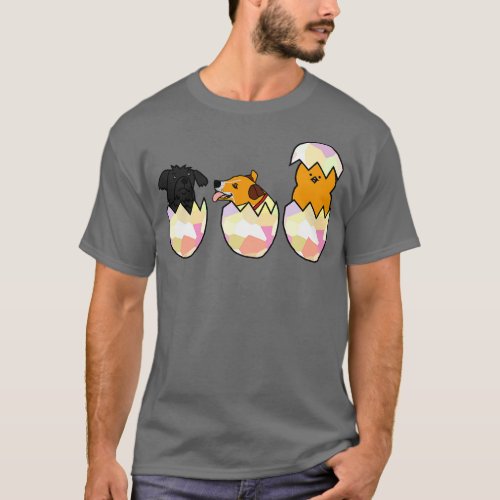Funny Easter Egg Surprise Puppies and Chicken T_Shirt
