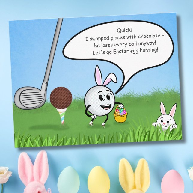 Funny Easter Golf Ball Easter Egg Hunt Humor Postcard (Creator Uploaded)