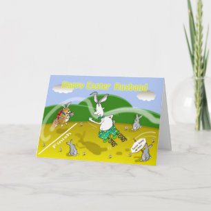 Funny easter Husband card, Fat cat and Duncan Holiday Card