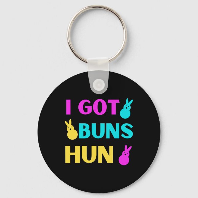 Funny Easter - I Got Buns Marshmallow Candy Bunnie Keychain (Front)