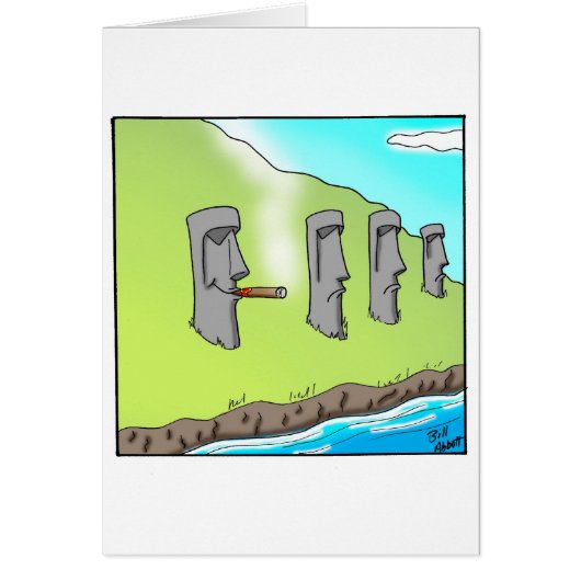 Funny Easter Island Cigar Cartoon Gifts (Front)