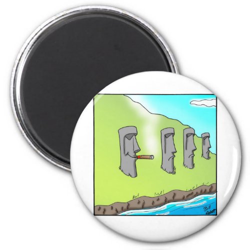 Funny Easter Island Cigar Cartoon Gifts Magnet