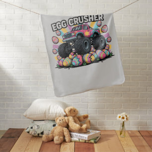 Funny Easter Monster Truck Egg Crusher Pun Boys Baby Blanket