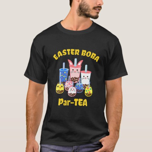 Funny Easter Party Boba Bubble Tea Flavors T_Shirt