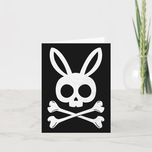 Funny Easter Pirate Jolly Roger Bunny Skull Rabbit Card (Front)