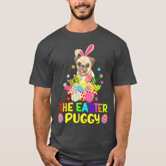 Funny Easter Pug Bunny Ear Eggs Basket Dogs Kids M T-Shirt