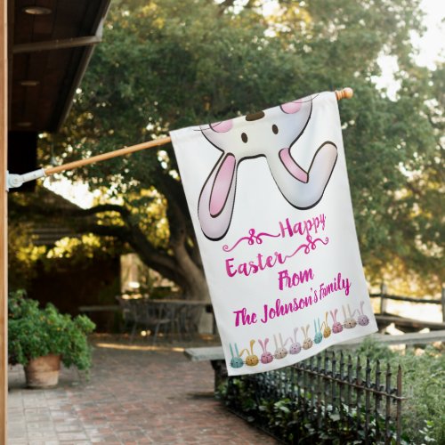 Funny Easter Rabbit Bunny Family Name House Flag