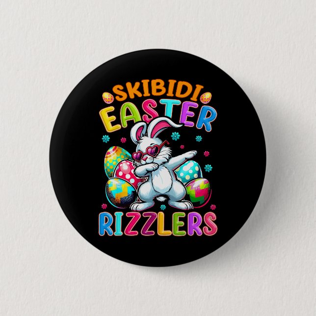 Funny Easter Shirt - Skibidi Easter Bunny Gen Alph Button (Front)