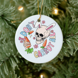 Funny Easter Skull Ceramic Ornament