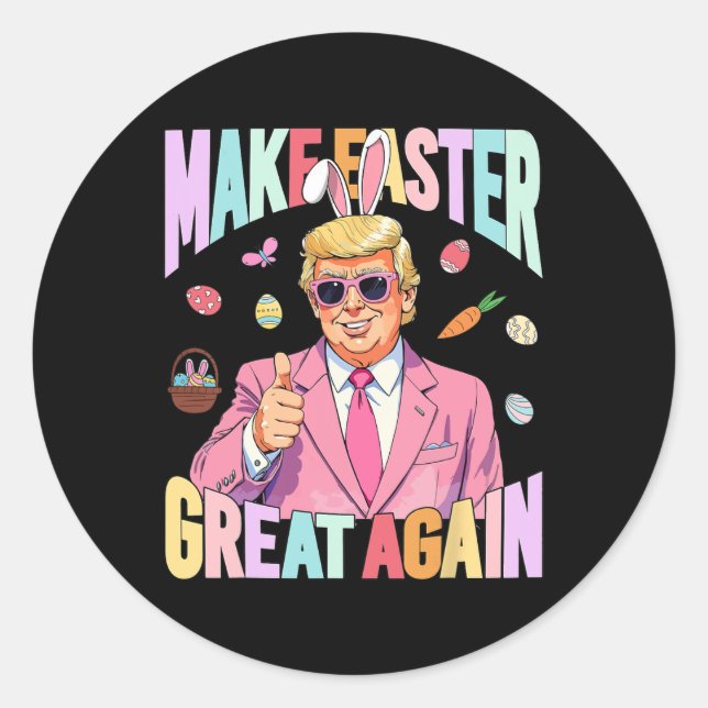 Funny Easter Trum Bunny Make Easter Great Again  Classic Round Sticker (Front)