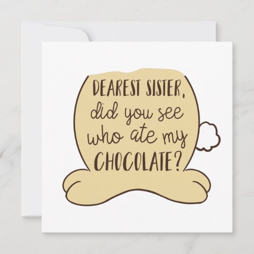 Funny Easter Typography Quote Cute Bunny Sister Holiday Card