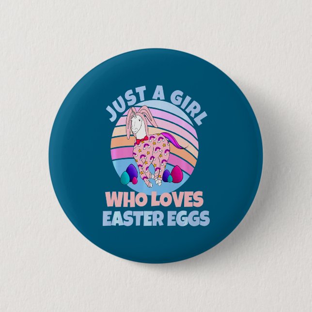 Funny Easter Unicorn Bunny Egg Happy Button (Front)