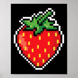 Funny Easy Halloween Costume Pixel Strawberry 80s  Poster