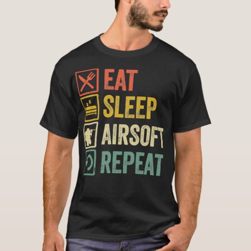 Funny eat sleep airsoft repeat retro vintage gift T_Shirt