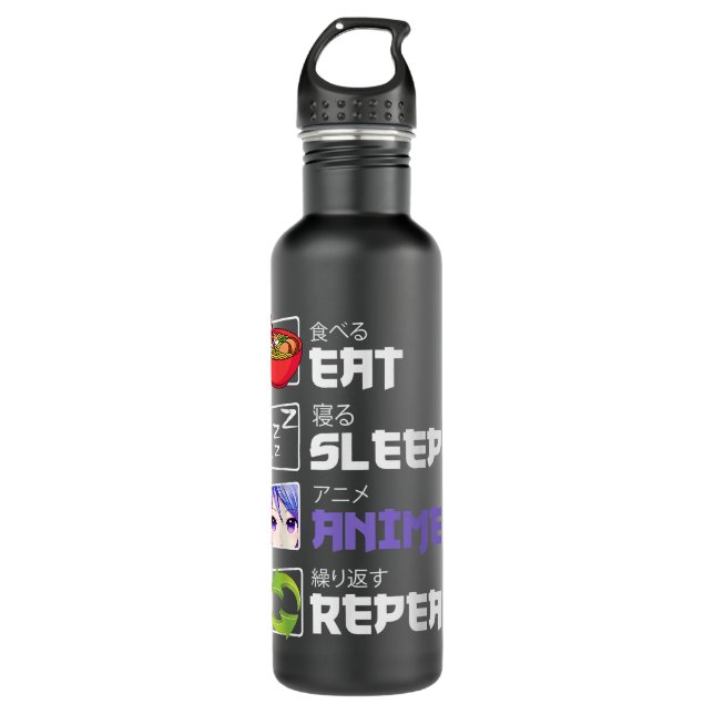 Funny  Eat Sleep Anime Repeat Anime Japan Manga Gi Stainless Steel Water Bottle (Front)