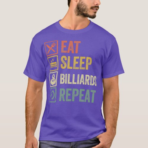 Funny eat sleep billiards repeat retro vintage gif T_Shirt