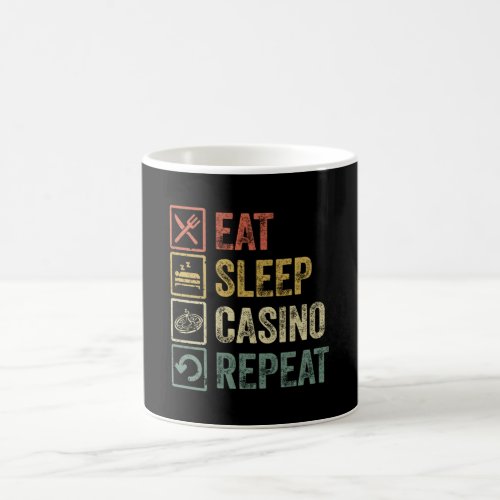 Funny eat sleep casino repeat retro vintage gift coffee mug