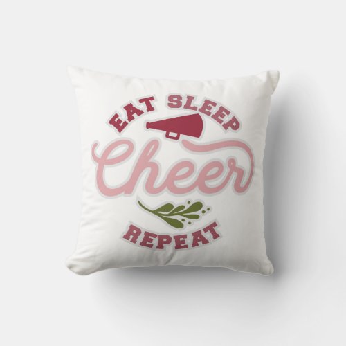 Funny Eat Sleep Cheer Repeat Cheer Coach Throw Pillow