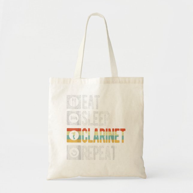 Funny Eat Sleep Clarinet Repeat Player Musician Re Tote Bag (Front)