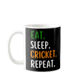 Funny Eat Sleep Cricket Repeat Coffee Mug