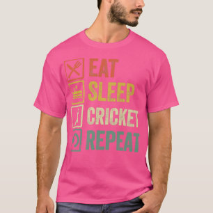 Funny eat sleep cricket repeat retro vintage gift T-Shirt