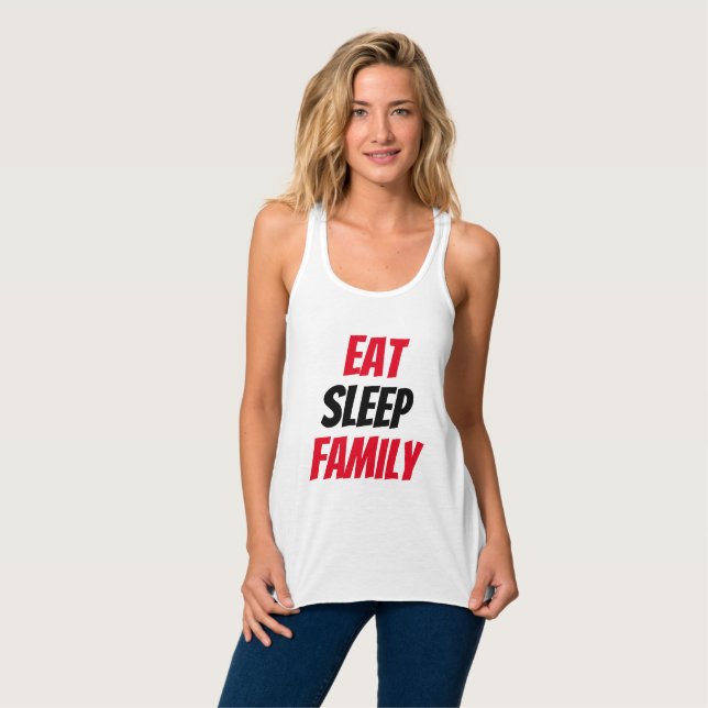 Funny! Eat Sleep Family Tank Top (Front Full)